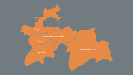 Modern Map of Tajikistan with Interactive Features, Flat design Tajikistan outline map.