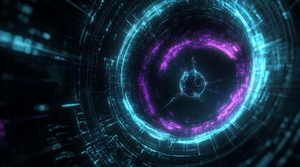 Fototapeta premium An abstract, high-tech background featuring glowing quantum waveforms, digital grids, and entangled particles connected by faint light trails, 16:9