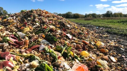 Obraz premium Pile of Organic Waste with Colorful Scraps in Natural Landscape