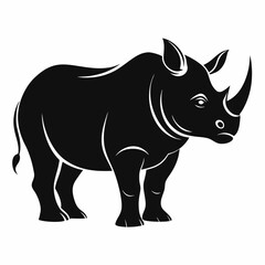 Rhino Silhouette Vector, rhino vector graphic wildlife illustration
