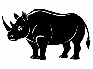 Rhino Silhouette Vector, rhino vector graphic wildlife illustration