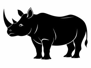 Rhino Silhouette Vector, rhino vector graphic wildlife illustration