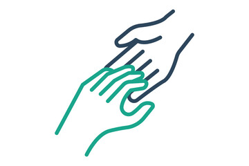 Helping icon. line icon style. holding hands. icon related to donation and charity. donation elements vector illustration