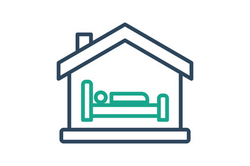 Accommodation icon. line icon style. house with bed. icon related to donation and charity. donation elements vector illustration