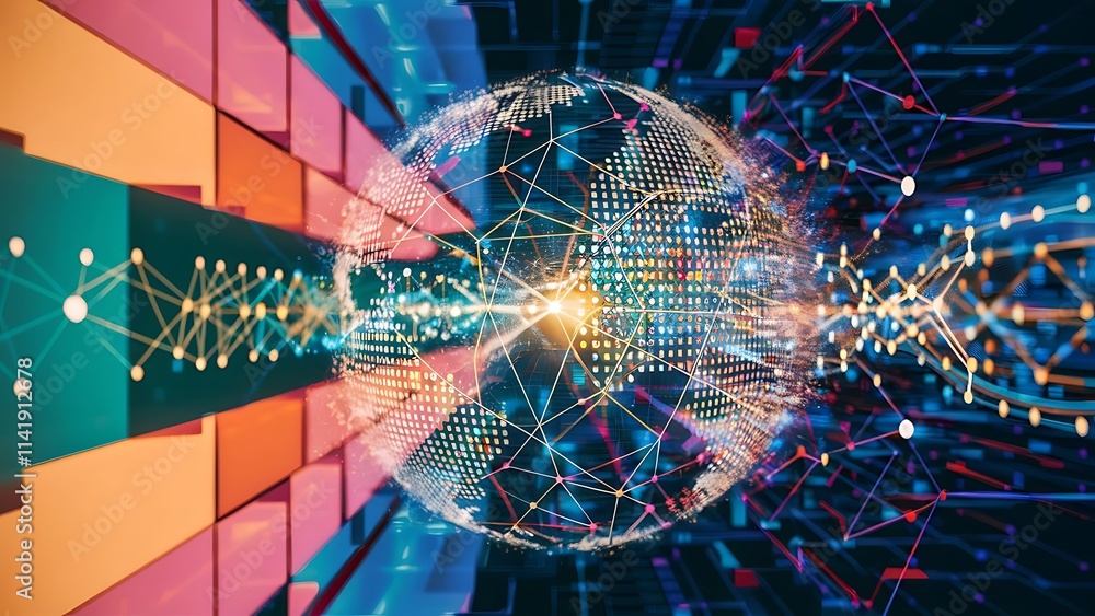 Poster big data visualization background modern futuristic virtual abstract background science network patt