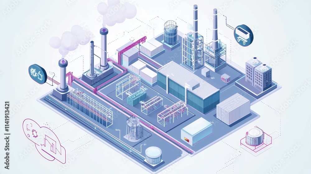 Poster smart factory integration with ai and iot devices for seamless operations in modern industry