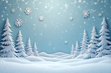 Obraz premium Winter paper collage with blue background 