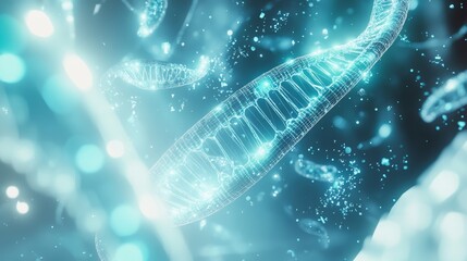 scientific visualization of CRISPR technology, showing edited DNA strands with glowing highlights where precision cuts occur, 16:9