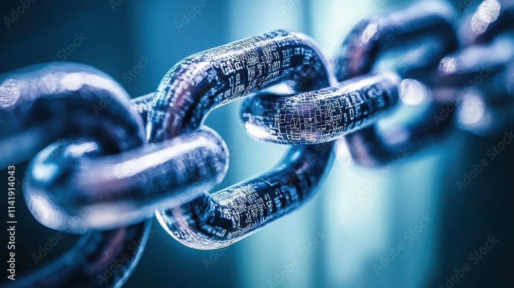 Poster visual representation of blockchain technology for enhanced security and data protection in digital 