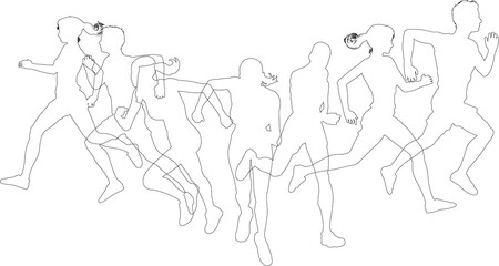 Silhouette Runners Running Sports Silhouettes Set
