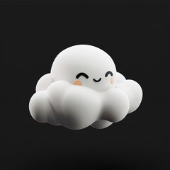 Cute cartoon cloud over black background