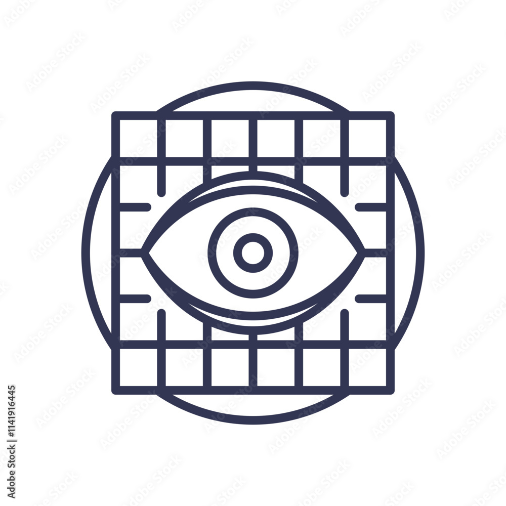Poster an eye symbol over a grid, representing gaze interaction technology.
