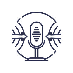 Microphone with sound waves symbolizes voice control technology.