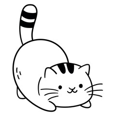 Hand drawn doodle cute cat on white background.
