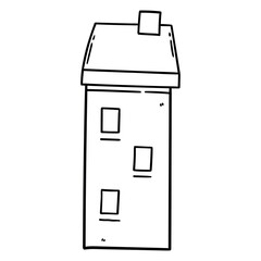 Hand drawn doodle house on a white background.
