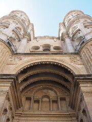 Entrance to cathedral of incarnation in Malaga city, Spain - vertical