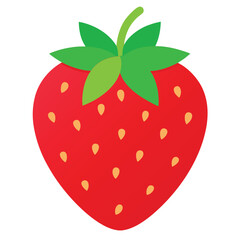 Obraz premium A sweet, red strawberry fruit, a healthy and delicious berry vector illustration with a green leaf, isolated on white
