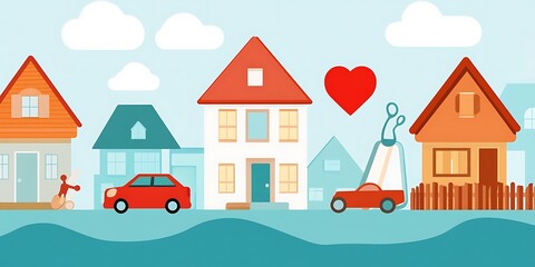Fototapeta premium Insurance coverage concept with icons of home, car, and health 