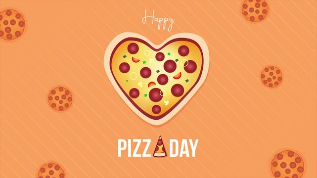 Happy Pizza Day February 09th motion with pizza illustration