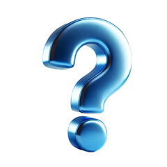 3D Blue Question Mark Icon, featuring a polished and glossy finish and modern design on a Transparent Background