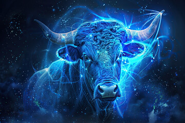 Astrological composition with concept of Taurus zodiac sign symbol