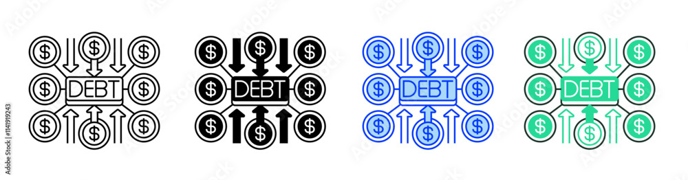 Aufkleber debt consolidation line icon. linear style sign for mobile concept and web design. outline vector ic
