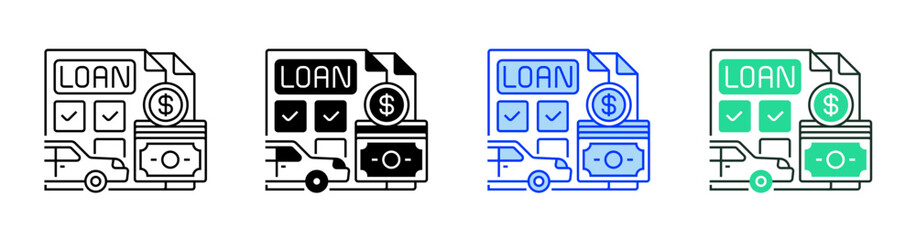 Auto Loan Line Icon. linear style sign for mobile concept and web design. Outline vector icon.