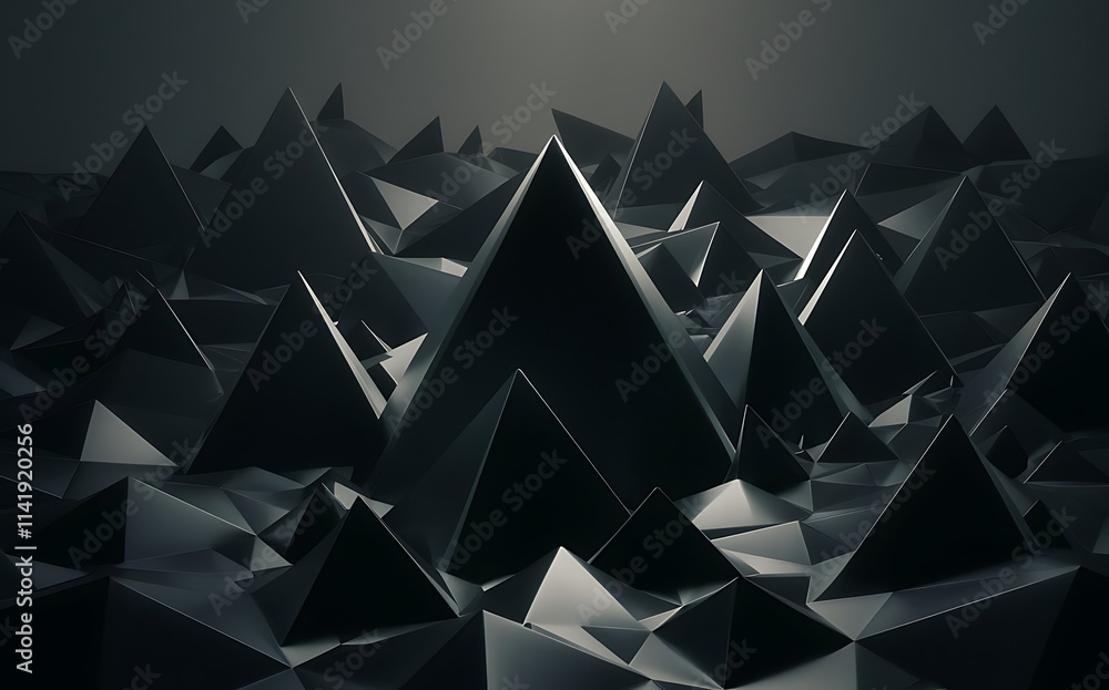 Poster dark 3d triangular low poly shapes abstract background vector minimal geometric poster design