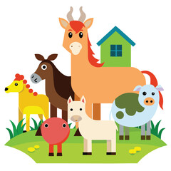 Naklejka premium farm animals illustration