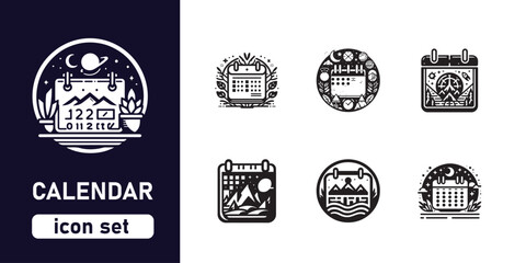 Obraz premium calendar icon set