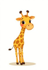 Adorable Giraffe Cartoon Flashcards Clipart Isolated on Soft Vibrant Color Background.  Suitable for animal flashcard, alphabet flashcards, Montessori Flashcards