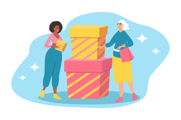 vector illustration in flat style on the theme of gift giving