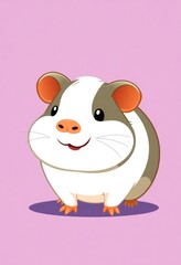 Adorable Guinea Pig Cartoon Flashcards Clipart Isolated on Soft Vibrant Color Background.  Suitable for animal flashcard, alphabet flashcards, Montessori Flashcards