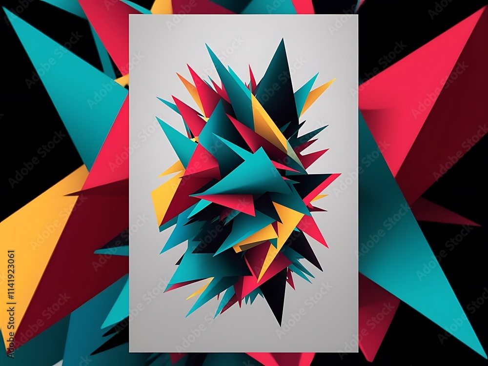 Poster vector triangular 3d geometric shapes background modern poster design color triangles and lines abst