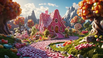 Candy Land Cottage in a Sugary Landscape