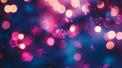Abstract Bokeh Lights Pink And Blue Festive Background