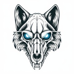 Obraz premium Glowing Eyed Wolf Skull Head Graphic Design
