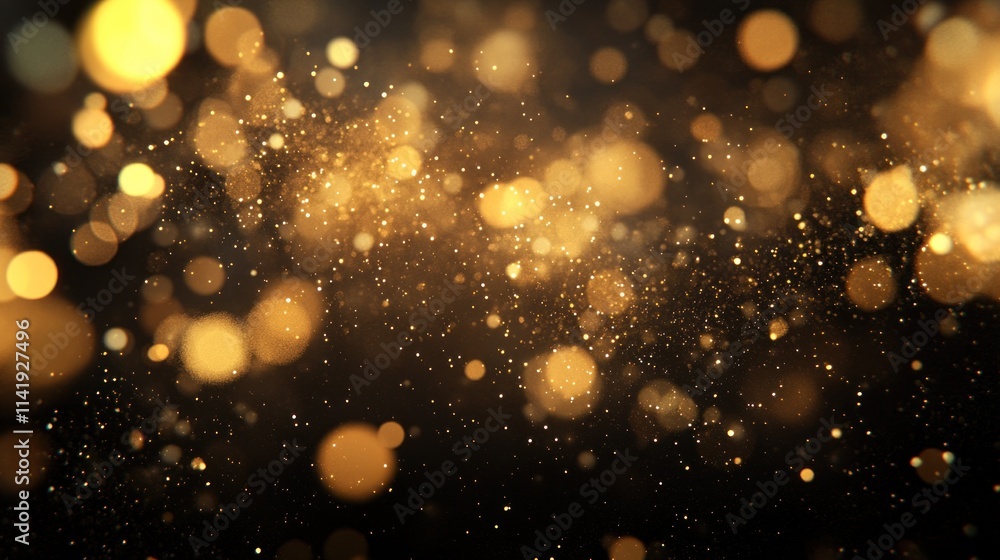 Aufkleber golden bokeh lights with dark background.