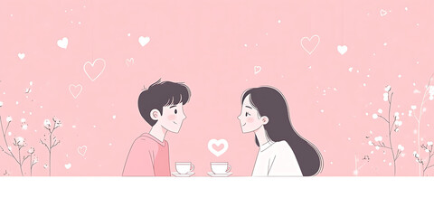 Minimalist illustration of a valentine day theme featuring a couple of man and a woman