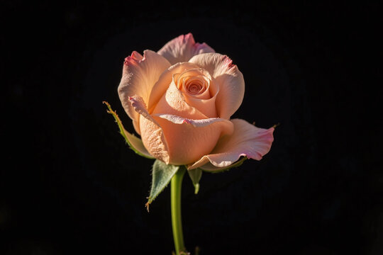 Single rose against black background
