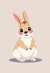 Adorable Arctic Hare Cartoon Flashcards Clipart Isolated on Soft Vibrant Color Background.  Suitable for animal flashcard, alphabet flashcards, Montessori Flashcards