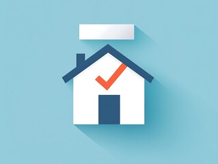 Minimalist house-shaped icon with a checkmark above it, representing loan approval 