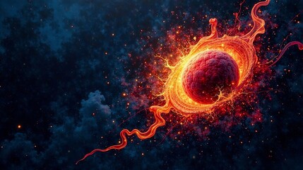 Fiery Celestial Body Exploding in a Cosmic Dance of Energy and Light