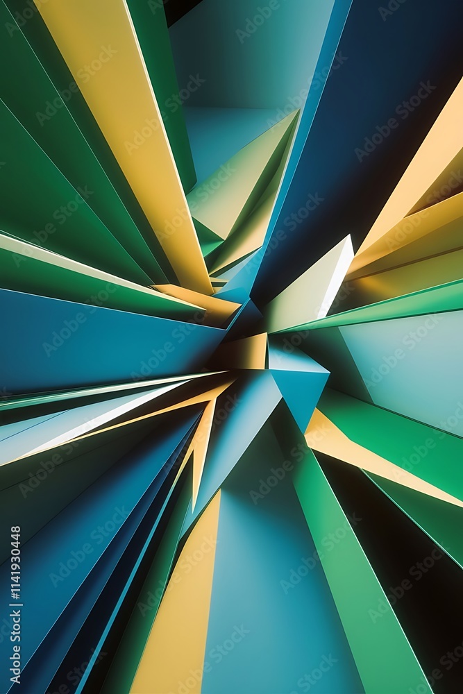 Aufkleber geometric colorful shapes composition abstract background minimal dynamic design