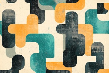 minimalist design with abstract human shapes depicted as interlocking blocks in muted shades of gray