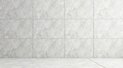 Clean Minimalist Room with Light Grey Tile Walls and Floor
