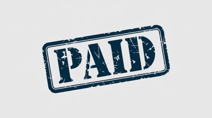 A dark blue rectangular stamp with the word PAID in bold, uppercase letters.