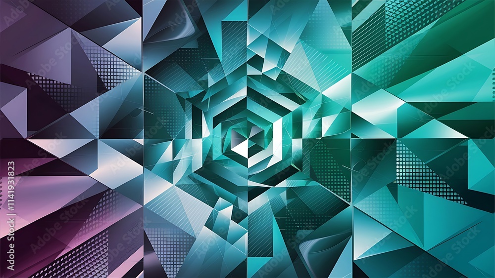 Aufkleber geometric abstract background mosaic triangle and hexagon shapes trendy abstract layout template for