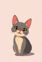 Obraz premium Adorable Chartreux Cat Cartoon Flashcards Clipart Isolated on Soft Vibrant Color Background. Suitable for animal flashcard, alphabet flashcards, Montessori Flashcards