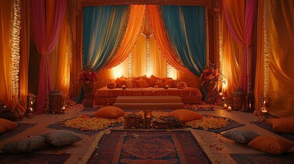 Luxurious Indian Wedding Ceremony Decor - Warm lighting